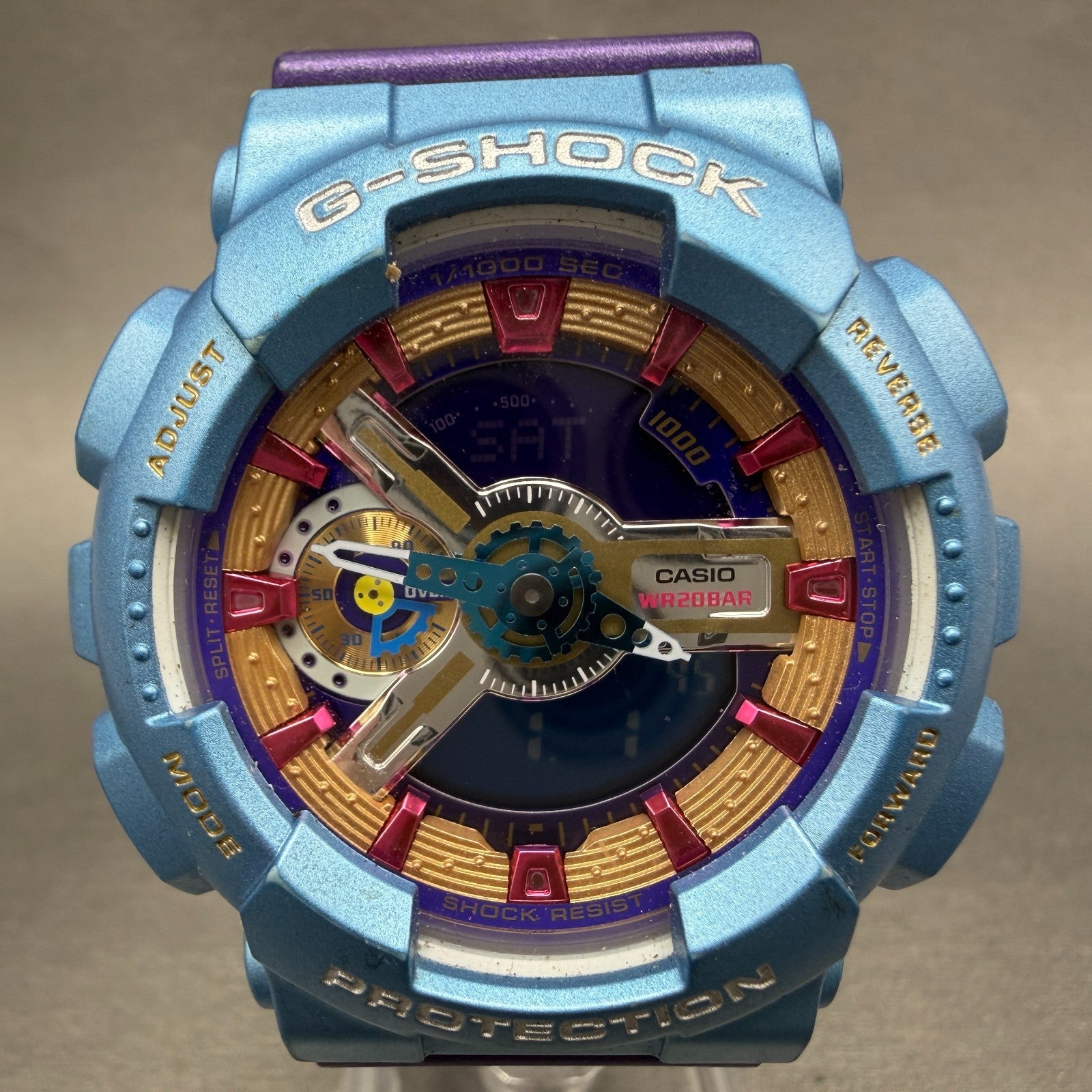 Casio G-Shock GMA-S110HC Watch Men 46mm Blue & Purple Analog Digital NewBattery0