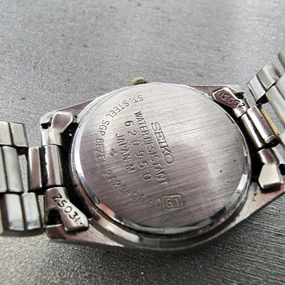 Seiko SQ Watch Women 24mm Champagne Dial Two Tone Daydate 2a23-0030 New Battery