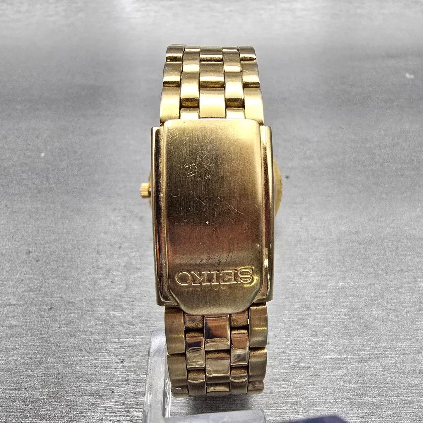 Seiko Watch Men 37mm Gold Dial Gold Tone Daydate Round 7N43-9046 New Battery VTG7