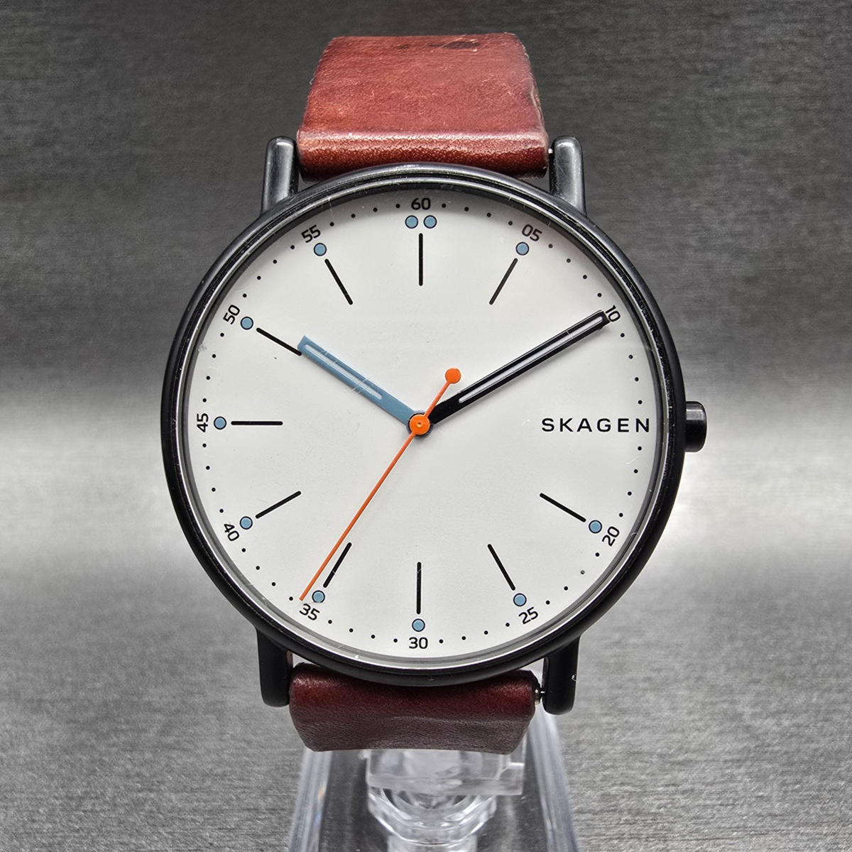 Skagen Signatur Watch Men 40mm White Dial Black Tone Round SKW6374 New Battery0