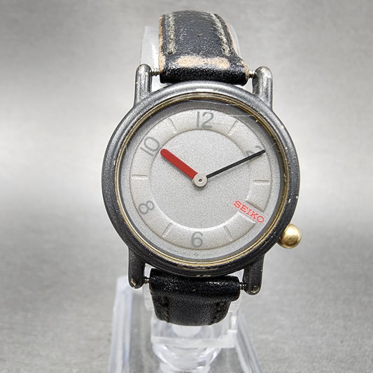 Seiko Watch Women 25mm Gray Dial Black Tone Round 2P20-0B39 New Battery VTG