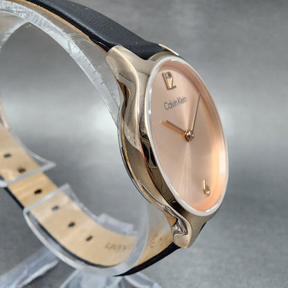 Calvin Klein Watch Women 28mm Pink Dial Rose Gold Tone Round Leather 252000603