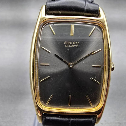 Seiko Tank Watch Men 25mm Gray Dial Gold Tone Rectangle 7430-5550 New Battery1