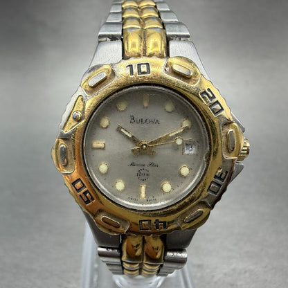 Bulova Marine Star Watch Women 26mm Silver Dial Two Tone Date 90G19 New Battery0