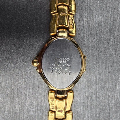 Seiko Watch Women 22mm White Dial Gold Tone Oval 1N01-6E90 New Battery Vintage10