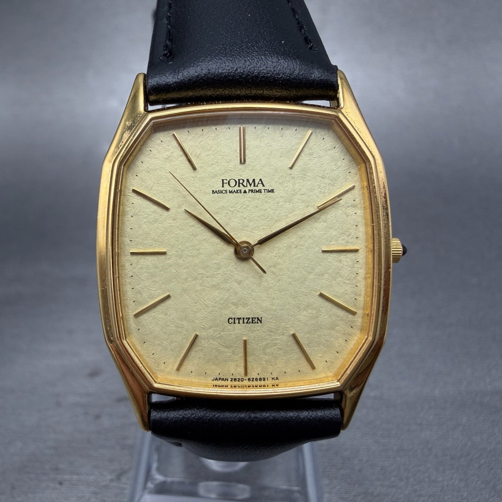 Citizen Forma Tank Watch Men 29mm Champagne Dial Gold Tone 2833-266196 New Batt0