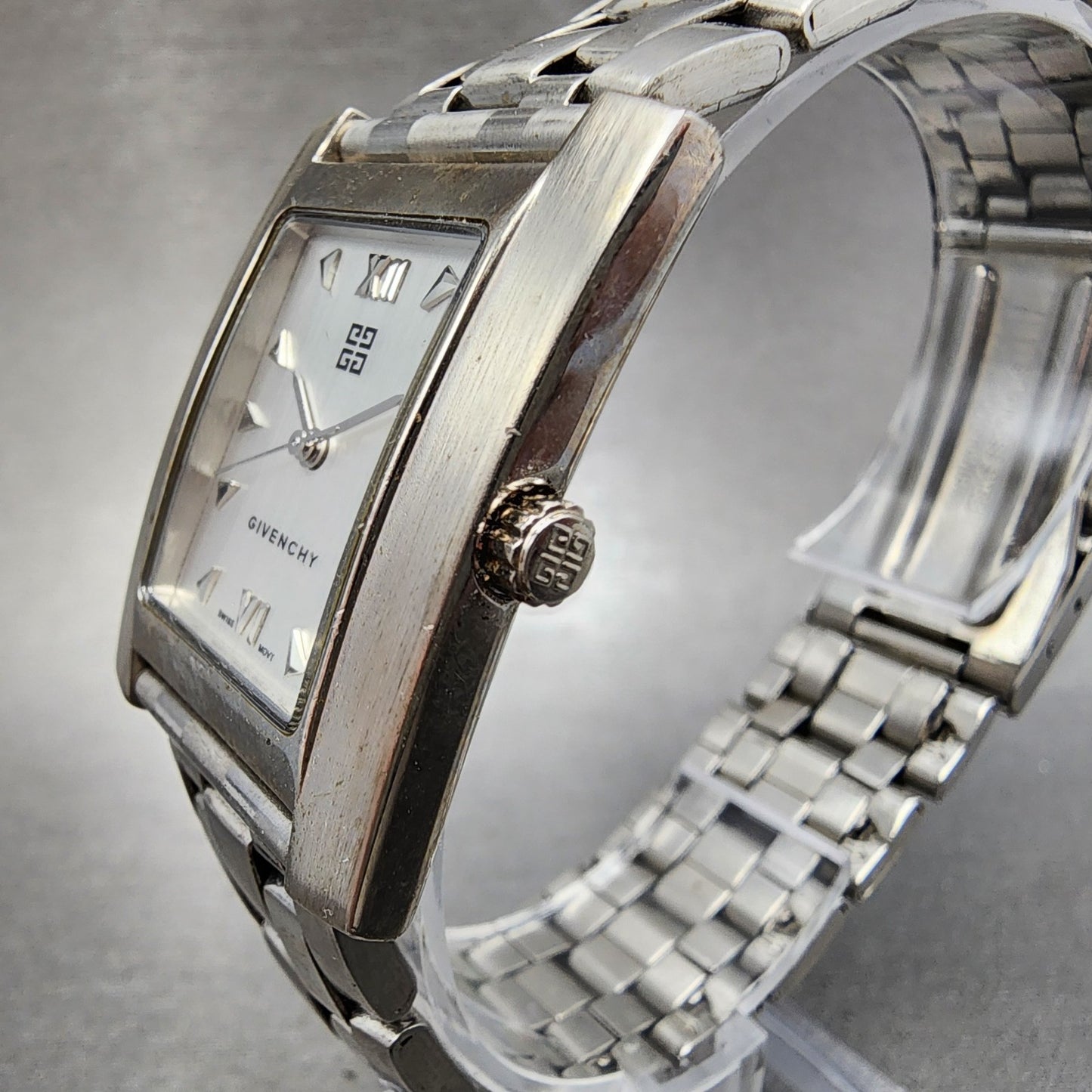 Givenchy Tank Watch Women 27mm Silver Dial Silver Tone Rectangle New Battery2