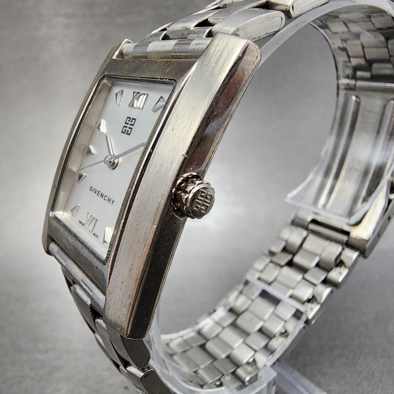 Givenchy Tank Watch Women 27mm Silver Dial Silver Tone Rectangle New Battery2