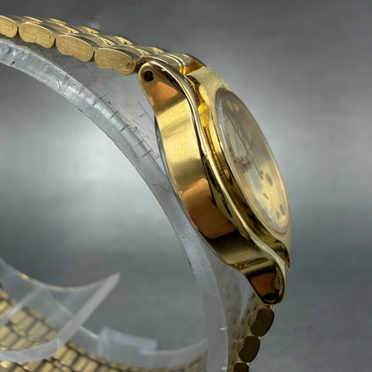 Seiko Watch Women 19mm Gold Dial Gold Tone Round V401-0099 NOS PARTS3