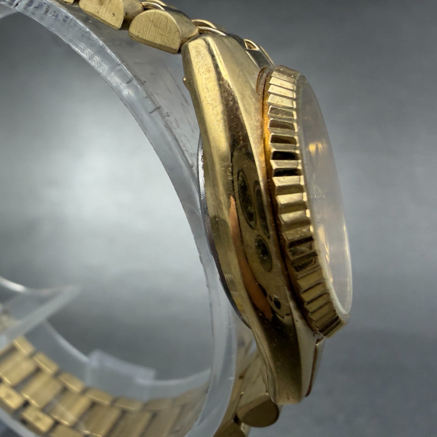 Seiko Watch Women 25mm Gold Dial Gold Tone Daydate Round 7N83-0041 New Battery L3