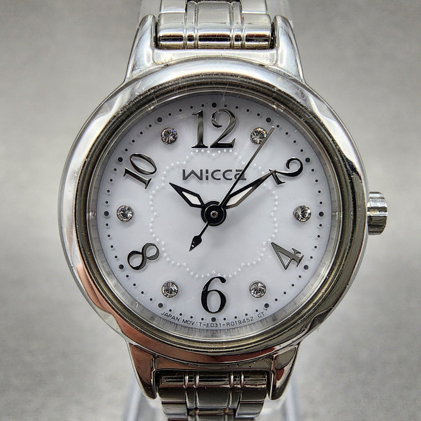 Citizen Wicca EcoDrive Watch Women 24mm White Dial Steel Round E031R005421 Run1