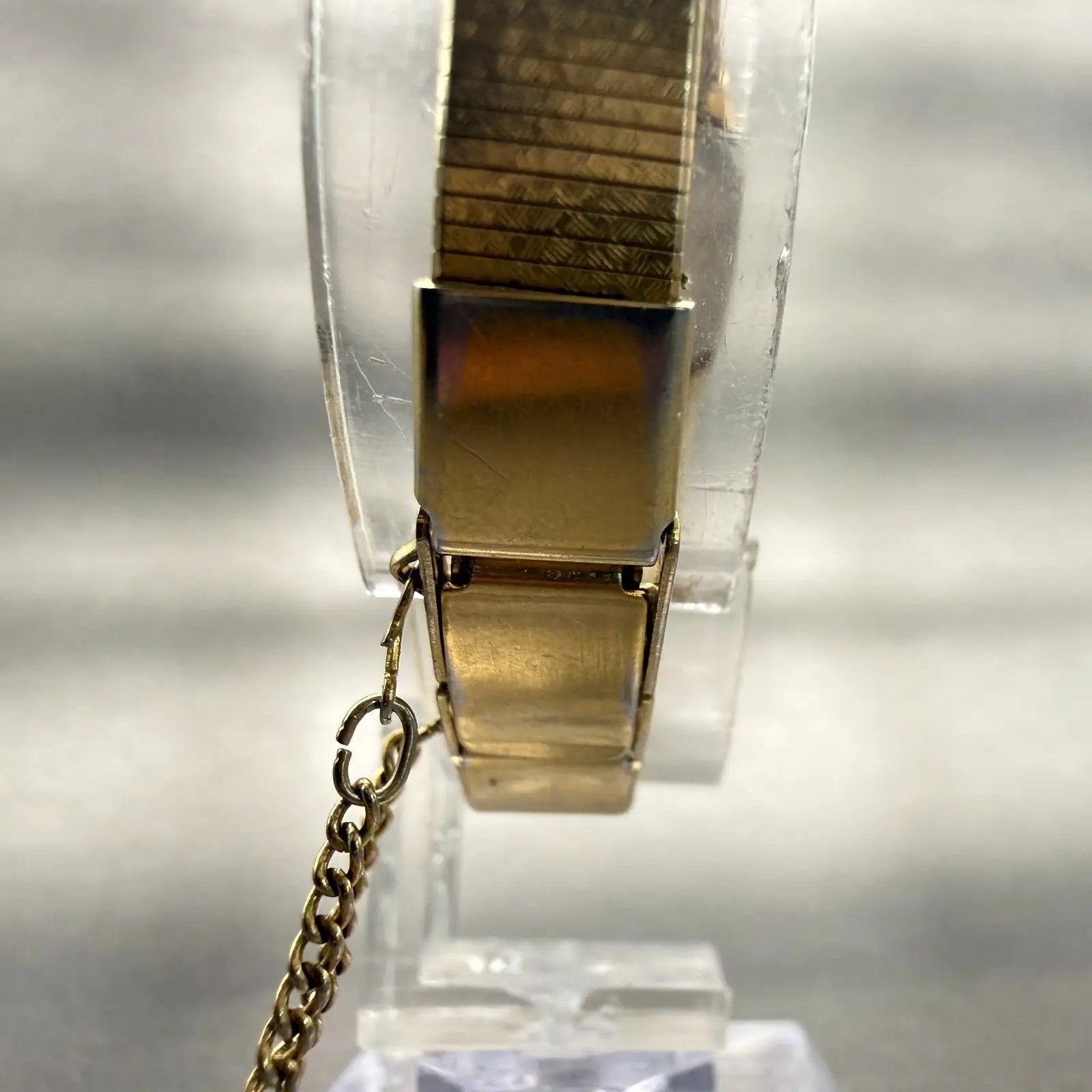 Seiko Watch Women 16mm Gold Dial Gold Tone Rectangle 2C20-5789 New Battery VTG7