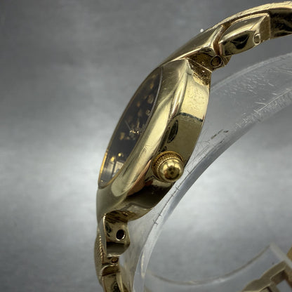 Elgin Watch Women 18mm Black Dial Gold Tone Oval Bangle New Battery VC11EG237N2