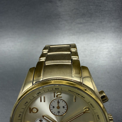 Fossil Chronograph Watch Women 40mm Champagne Dial Gold Tone Date Round New Batt4