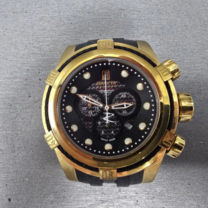 Invicta Jason Taylor Chronograph Watch Men 53mm Black Dial Gold Date 12955 READ0