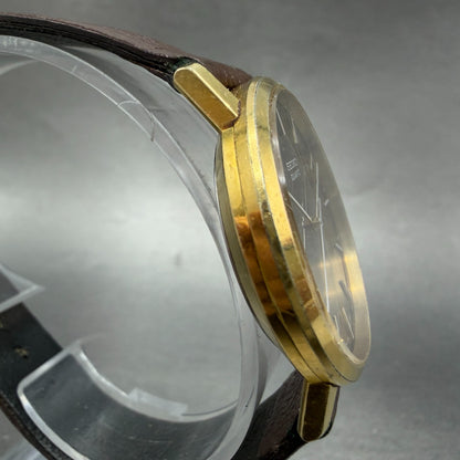 Seiko Watch Men 34mm Gold Mirror Dial Gold Tone Round 4100-9007 New Battery3