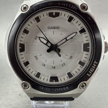 Casio Watch Men 44mm White Dial Black Tone Round MWC100H New Battery1