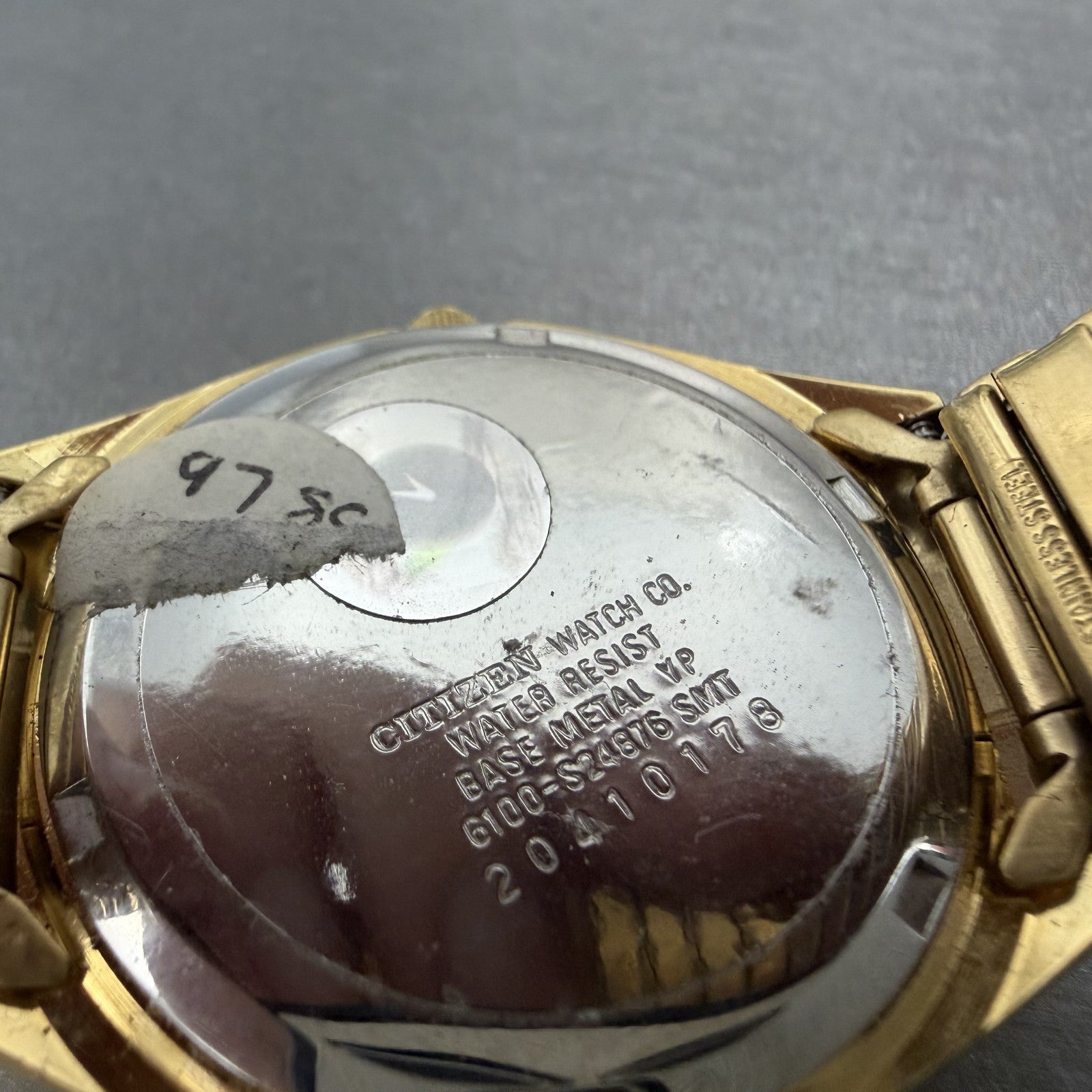 Citizen CQ Watch Men 36mm Champagne Dial Gold Tone Daydate 6100-S24876 New Bat J9