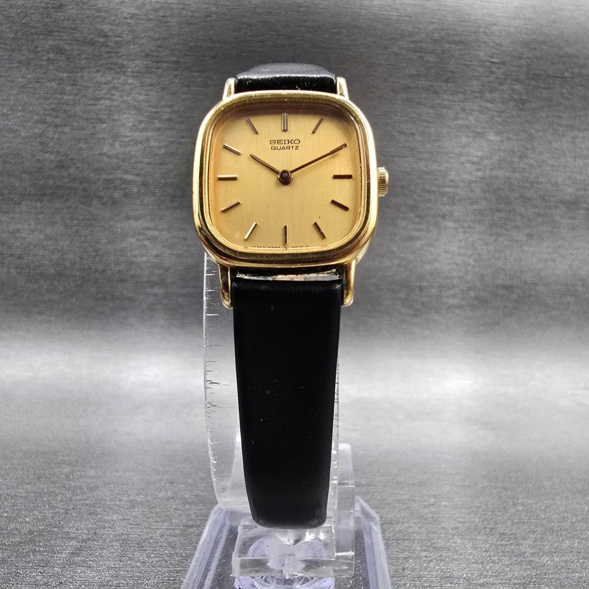 Seiko Watch Women 20mm Gold Dial Gold Tone Rectangle 2P20-5000 New Battery5