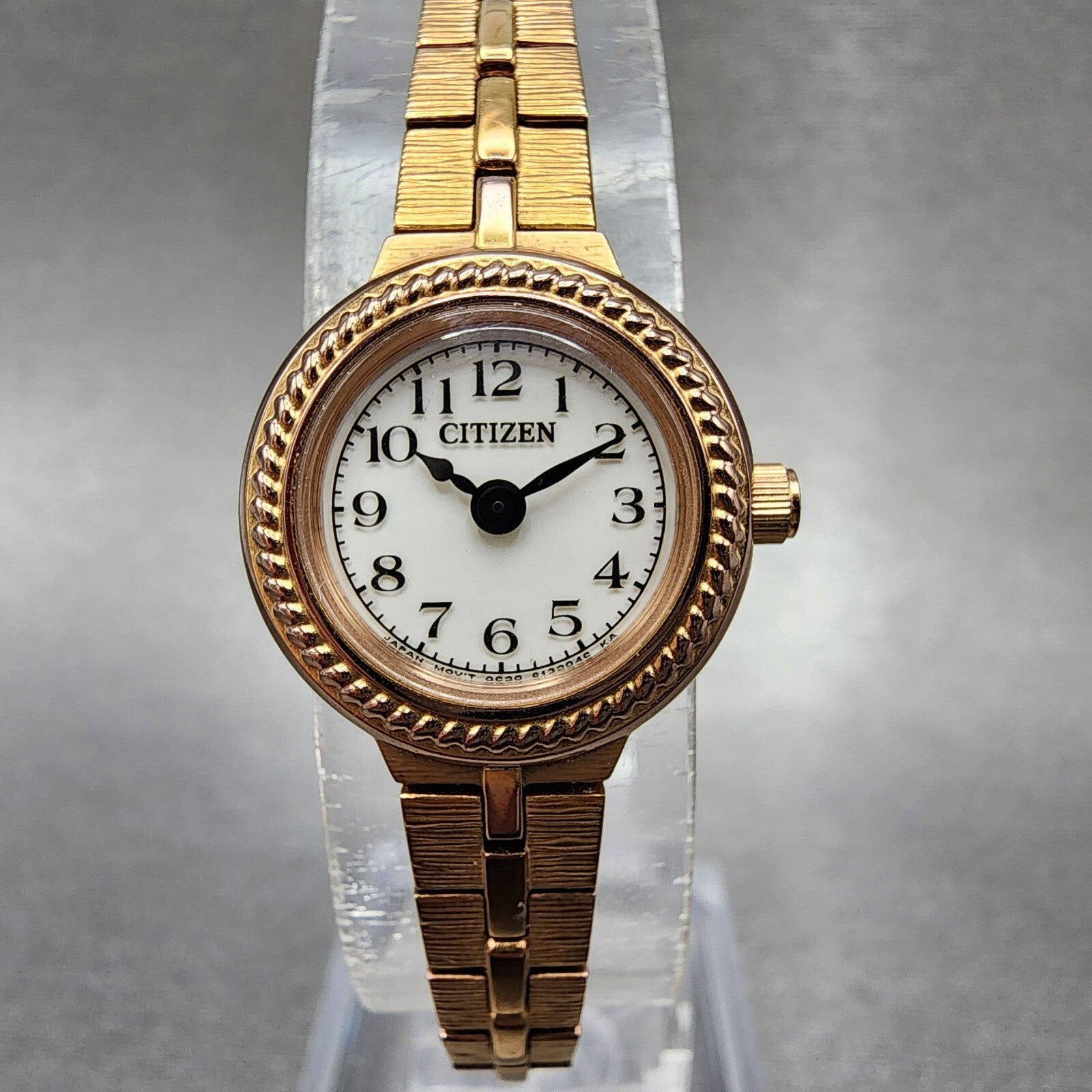 Citizen EcoDrive Watch Women 18mm White Dial Rose Gold Round G620S092931 Runs0