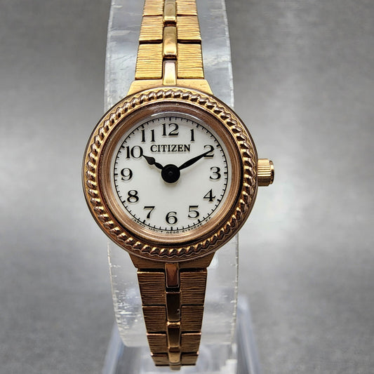 Citizen EcoDrive Watch Women 18mm White Dial Rose Gold Round G620S092931 Runs0