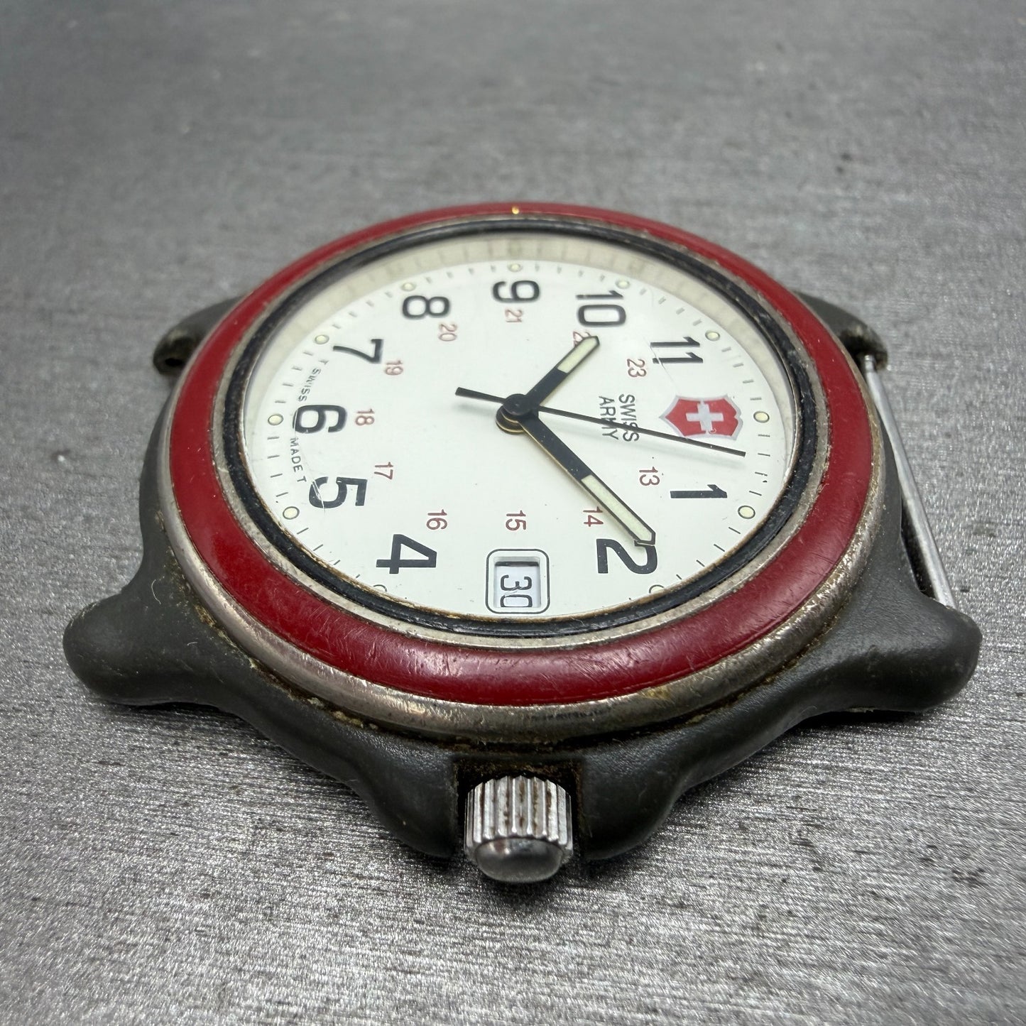 Victorinox Swiss Army Watch Men 39mm White Dial Black Tone Date Round PARTS TYPQ6