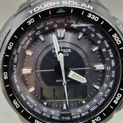 Casio Pro Trek PRG-510 Watch Men 49mm Black Solar Triple Sensor Alarm Round Runs1