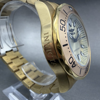 Invicta Dive Watch Men 43mm Champagne Dial Gold Tone Date Round 15032 New Batt3