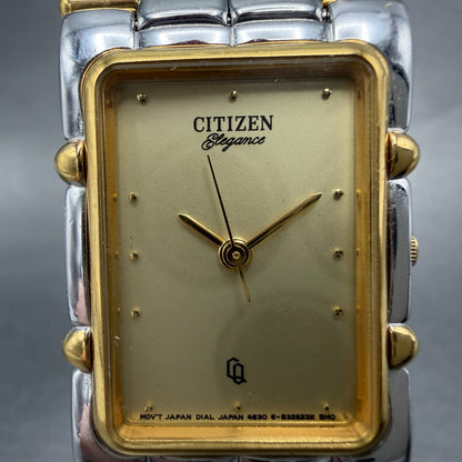 Citizen Elegance CQ Tank Watch Unisex 23mm Champagne Dial Two Tone New Battery1