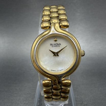 Bulova Watch Women 22mm MOP Dial Gold Tone Round 97L105 New Battery Vintage0