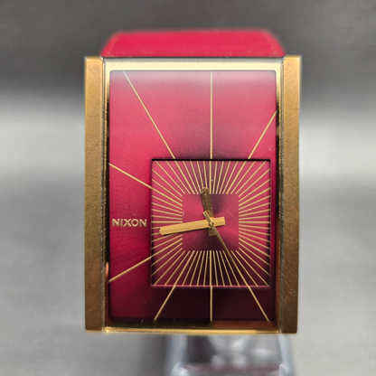 Nixon The Motif Watch Women 38mm Red Dial Gold Tone Rectangle New Battery0