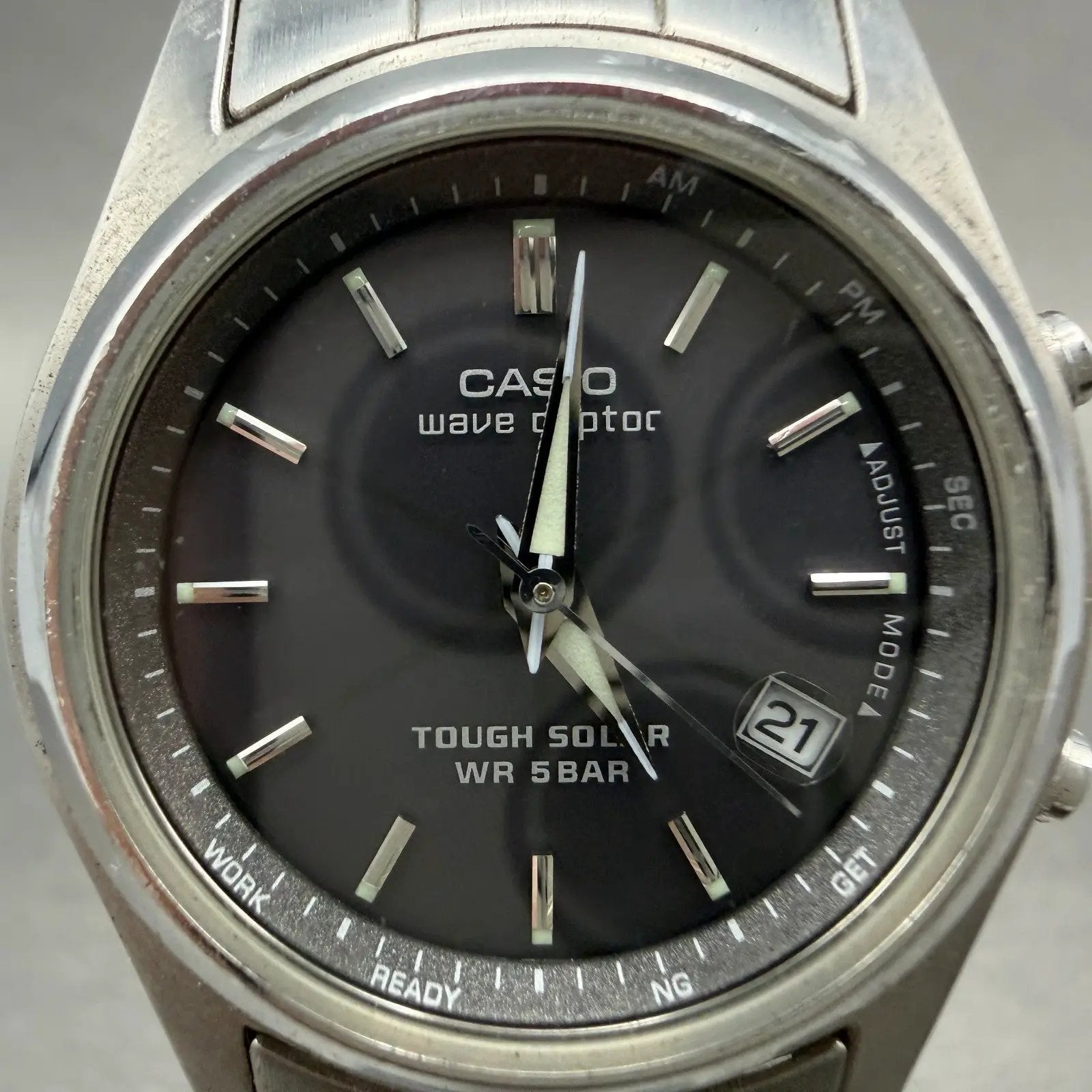 Casio LWQ-110DJ Watch Women 35mm Gray Dial Steel Case Date Solar Round Runs1