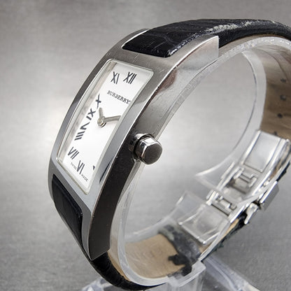Burberry Tank Watch Women 18mm White Dial Steel Rectangle 14000L New Battery
