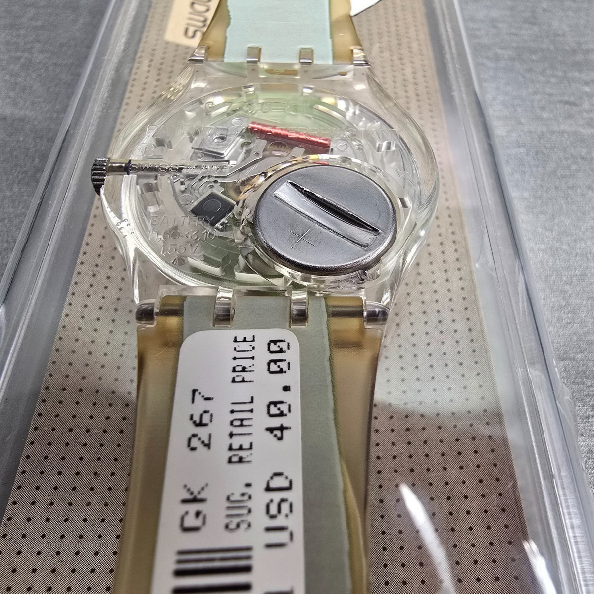 Swatch Piquant Watch Men 34mm Clear Dial Clear Case GK267 New Battery NOS13
