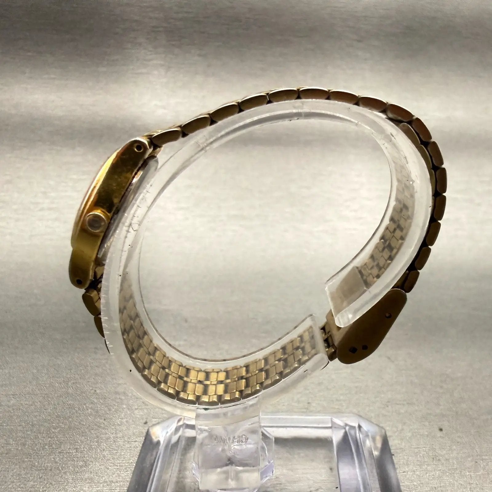 Seiko SX Watch Women 17mm Gold Dial Two Tone Oval V401-5101 New Battery Vintage6