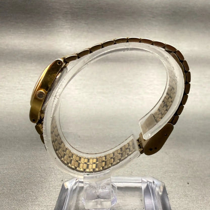 Seiko SX Watch Women 17mm Gold Dial Two Tone Oval V401-5101 New Battery Vintage6