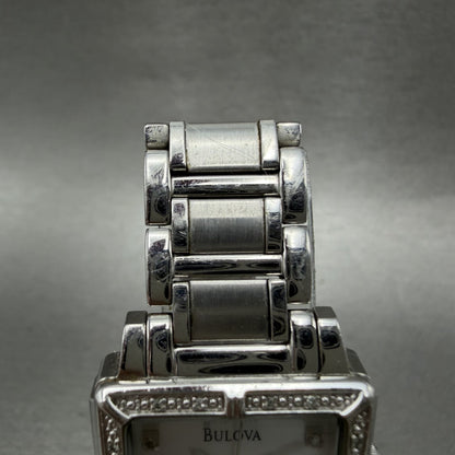 Bulova Tank Watch Women 26mm MOP Dial Silver Tone Rectangle 96R107 New Battery4