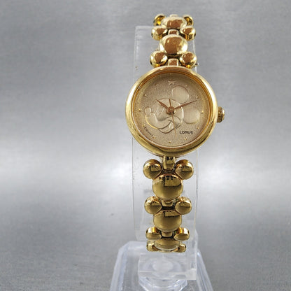 Seiko Lorus Mickey Mouse Watch Women 20mm Gold Dial Gold Tone Round New Battery5