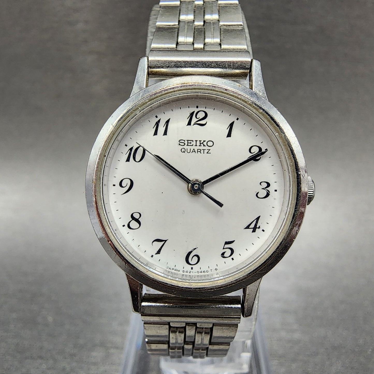 Seiko Watch Women 25mm White Dial Silver Tone Round 54210090 New Battery VTG0
