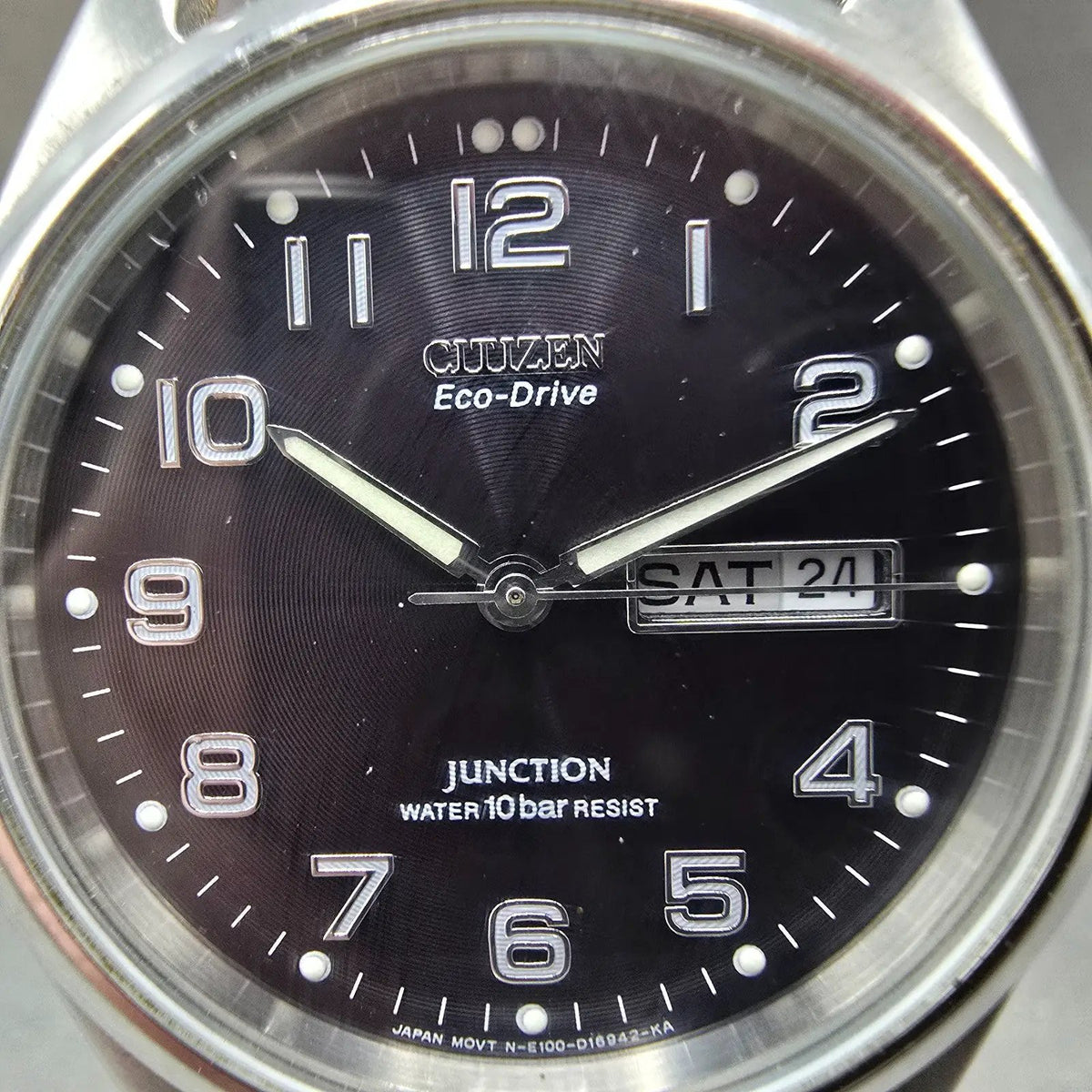 Citizen Eco-Drive Junction Watch Men 38mm Black Dial Steel Daydate Round Runs1
