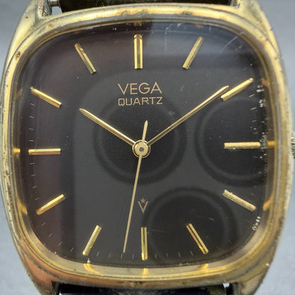 Citizen Vega Watch Men 33mm Brown Dial Gold Tone Rectangle 2038 New Battery1