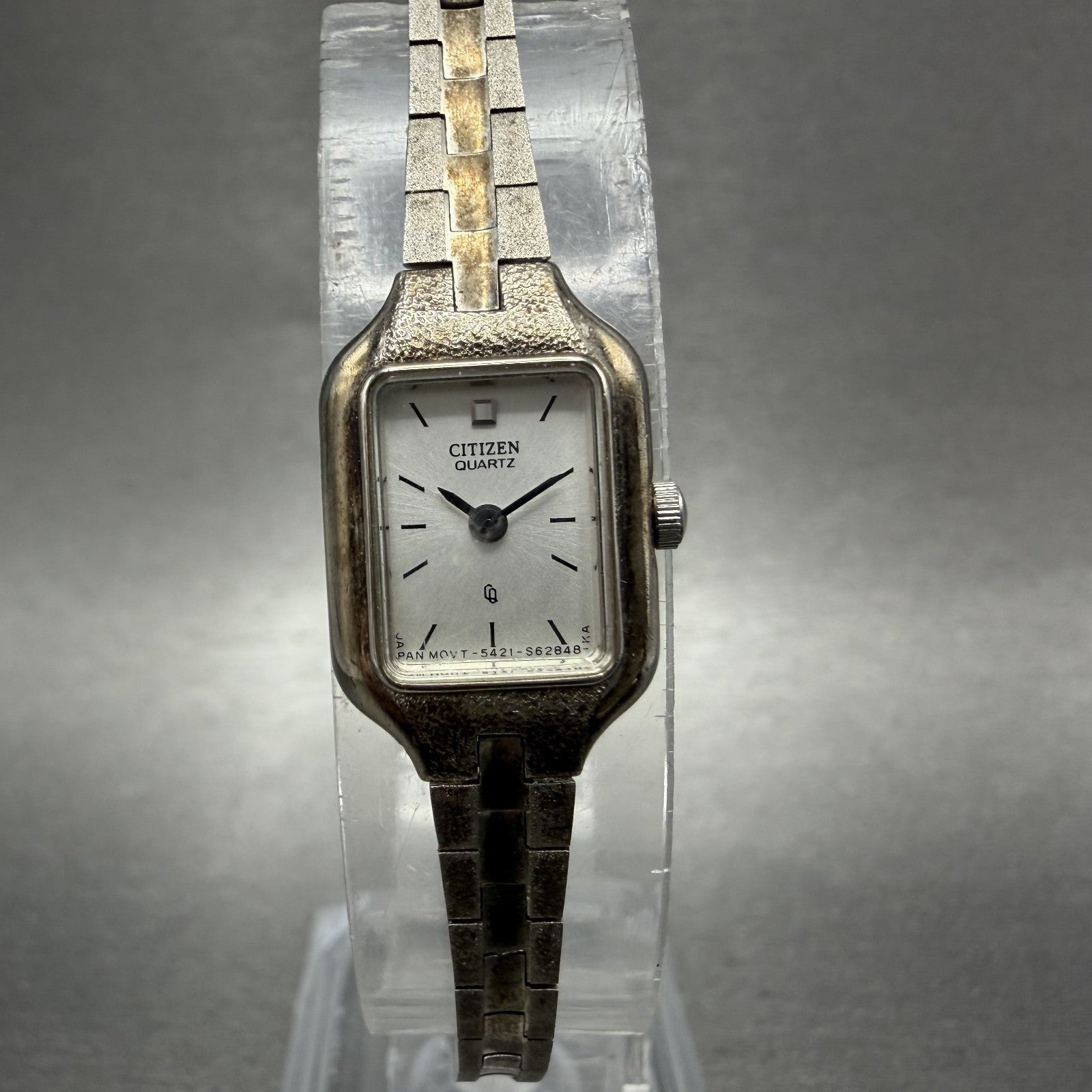 Citizen CQ Watch Women 13mm Silver Dial Silver Tone Rectangle New Battery ABC0