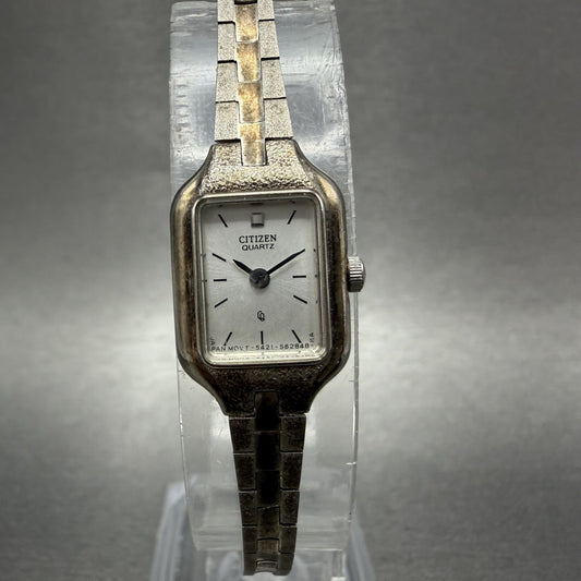 Citizen CQ Watch Women 13mm Silver Dial Silver Tone Rectangle New Battery ABC0