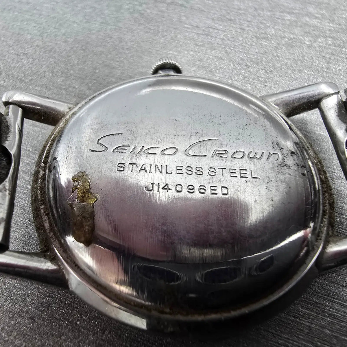 Seiko Crown Watch Men 34mm Gray Silver Stainless Case J14096ED JDM VTG PARTS10