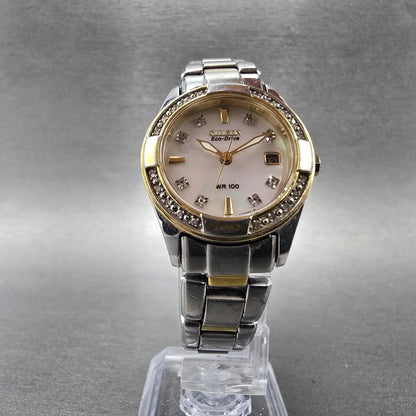 Citizen Eco-Drive Watch Women 26mm MOP Dial Two Tone Date E013-S076412 Runs5