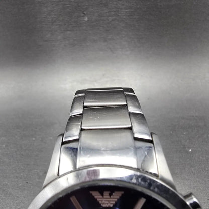 Emporio Armani Chronograph Watch men 43mm Blue Dial Steel Date Round New Battery4