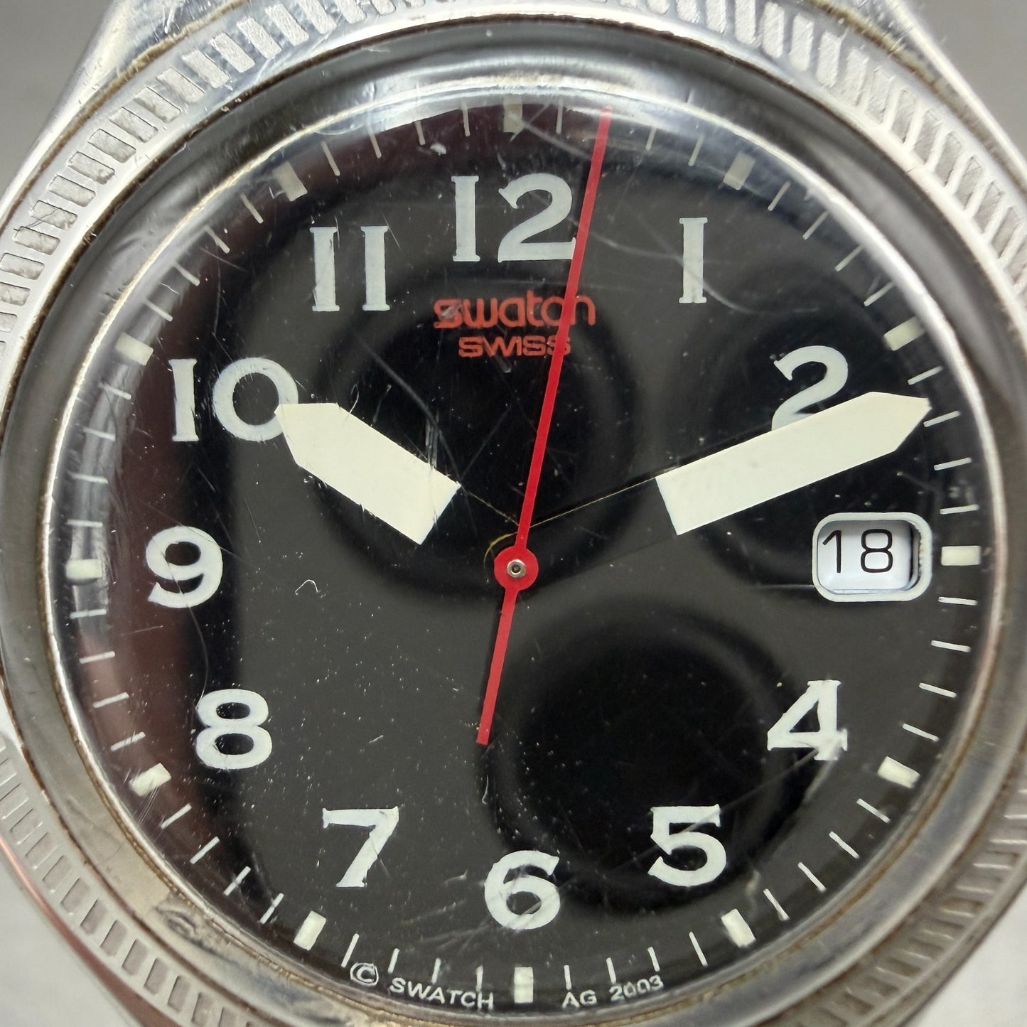 Swatch Irony Uomo d'Onore Watch Men 37mm Black Dial Steel Date Round New Battery1