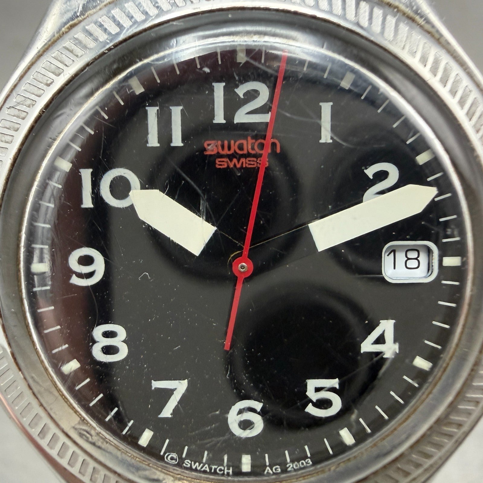 Swatch Irony Uomo d'Onore Watch Men 37mm Black Dial Steel Date Round New Battery1