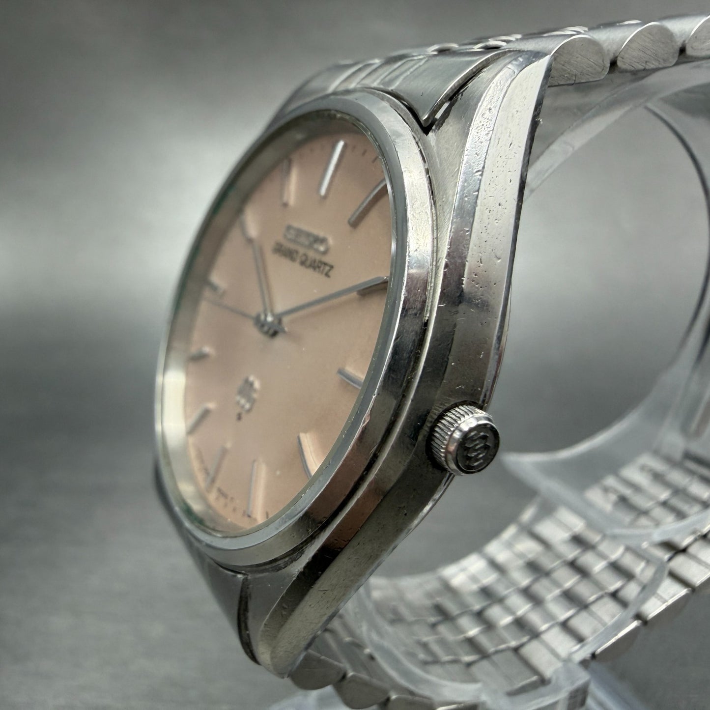 Seiko Grand Quartz Watch Men 35mm Pink Dial Silver Tone Round 9940-8000 New Batt2