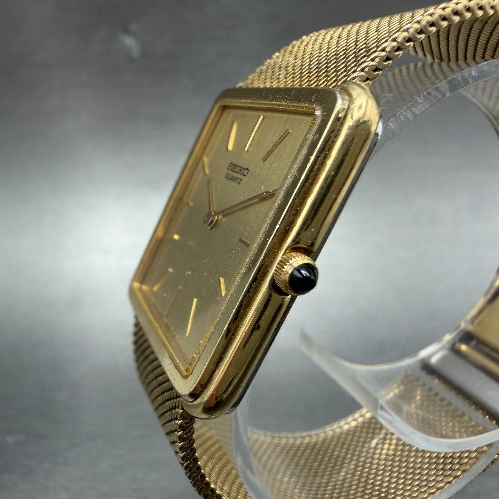 Seiko Tank Watch Men 26mm Champagne Dial Gold Tone Vintage 6020-5039 New Battery2